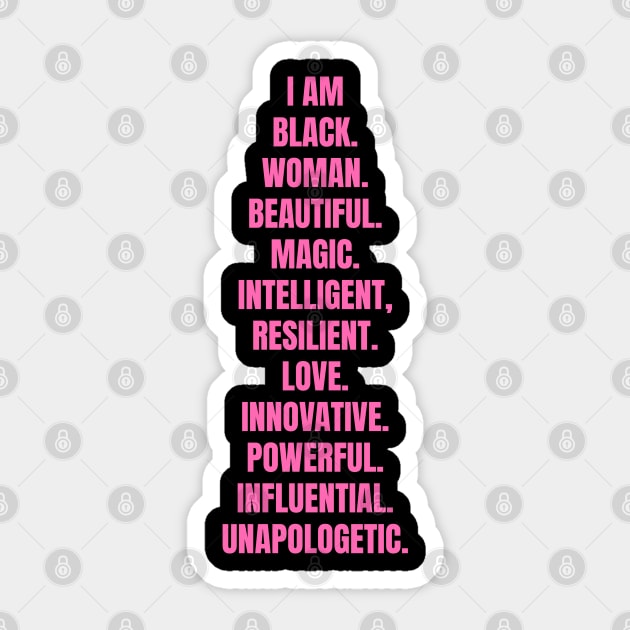 I Am A Powerful Black Woman | African American | Black Queen Sticker by UrbanLifeApparel